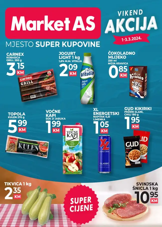 Market AS Vikend akcija od 01. do 03.03.2024. Market AS: Vikend akcija od 01. do 03.03.2024.