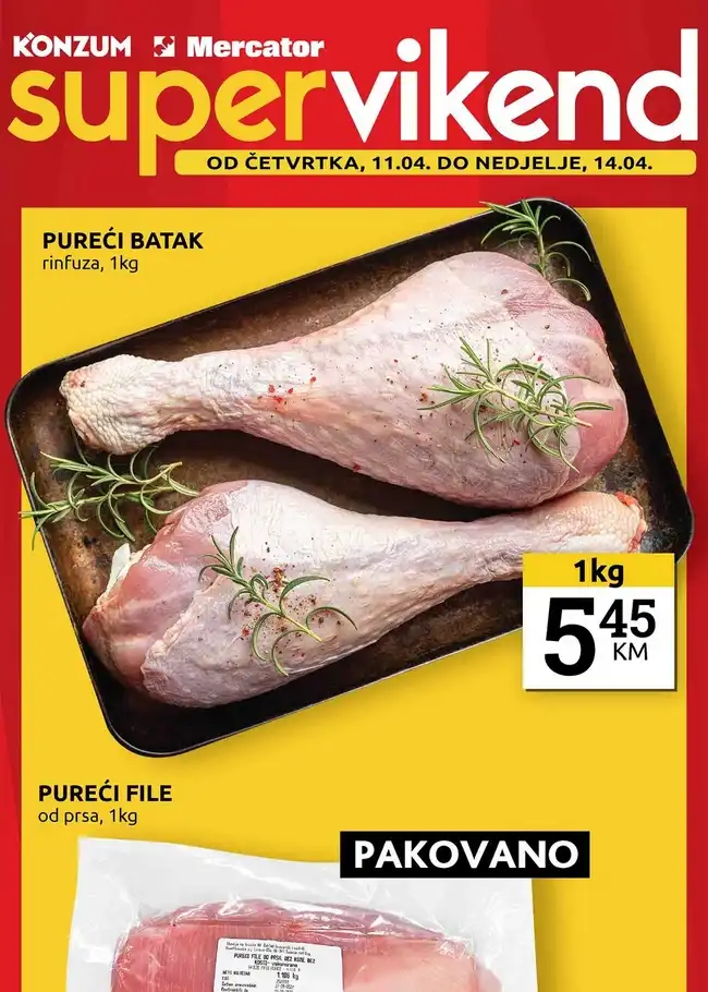 Konzum / Mercator: Super vikend akcija od 11. do 14.04.2024.