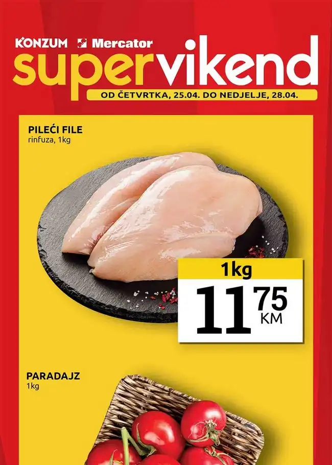 Konzum / Mercator: Super vikend akcija od 25. do 28.04.2024.