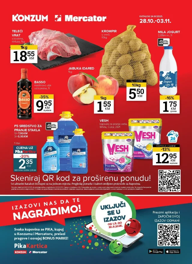 Konzum i Mercator: Katalog (od 28.10. do 03.11.2025)