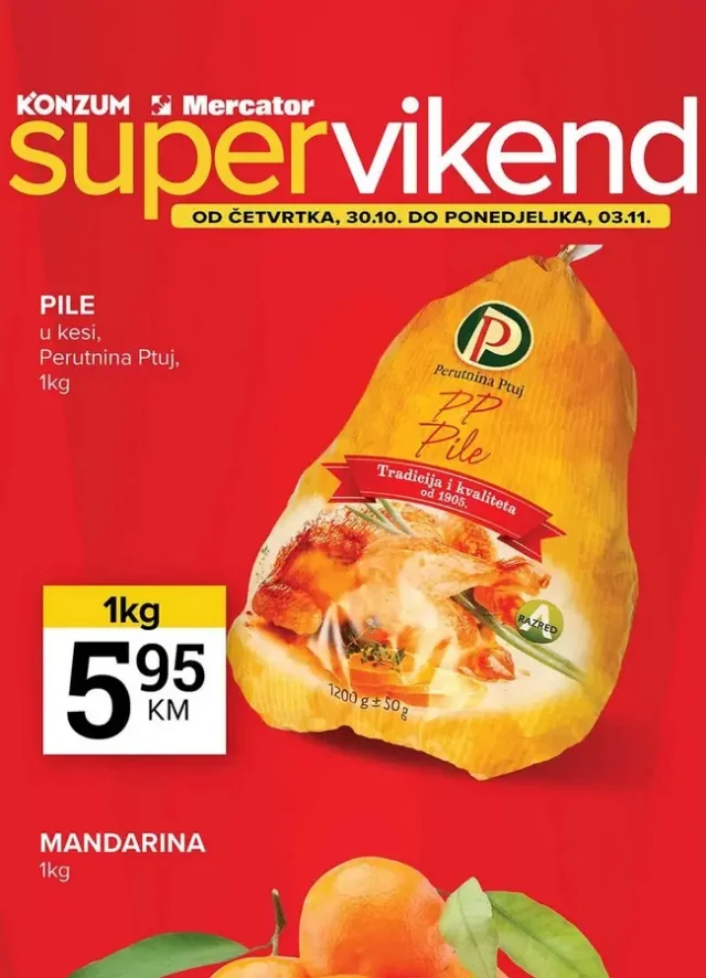 Konzum i Mercator: Super vikend (od 30.10. do 03.11.2025)