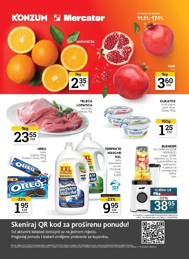 Konzum i Mercator: Kataloška ponuda (od 11.11. do 17.11.2025)