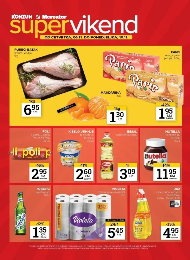 Konzum i Mercator: Super vikend (od 06.11. do 10.11.2025)