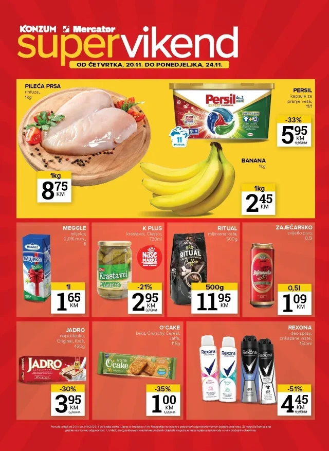 Konzum i Mercator: Super vikend (od 20.11. do 24.11.2025)