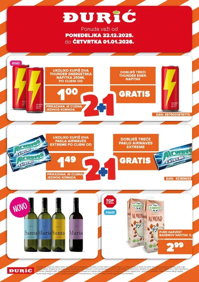 Đurić supermarket: Akcijski katalog (od 22.12. do 01.01.2026)