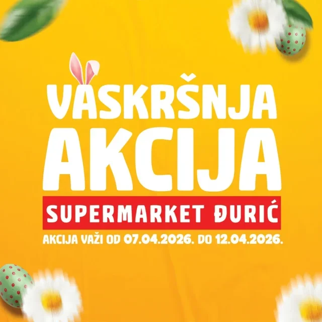 Đurić Supermarket: Vaskršnja akcija (od 07.04. do 12.04.2026) - Slika 1 Đurić Supermarket: Vaskršnja akcija (od 07.04. do 12.04.2026)