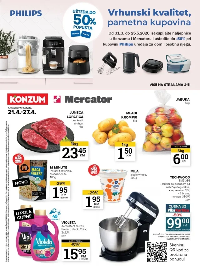Konzum i Mercator: Katalog RS (od 21.04. do 27.04.2026)