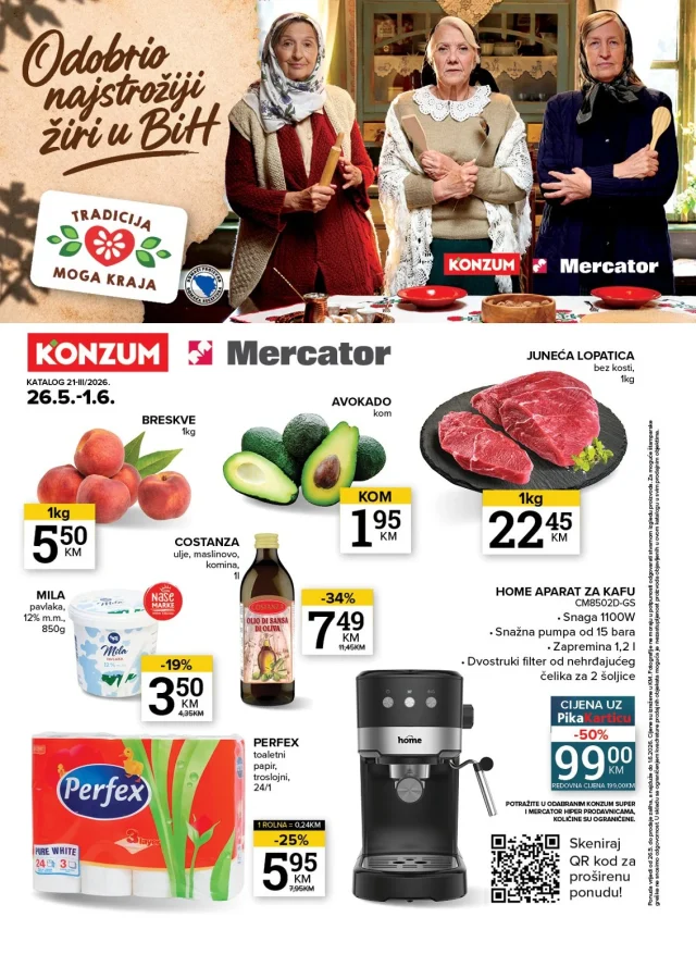 Konzum i Mercator: Katalog RS (od 26.05. do 01.06.2026)