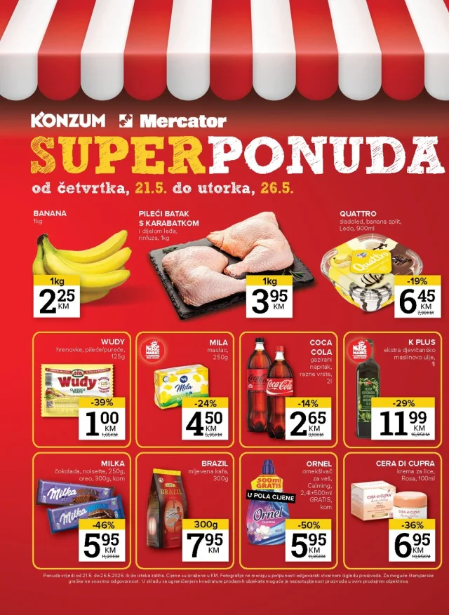 Konzum i Mercator: Super ponuda (od 21.05. do 25.05.2026)