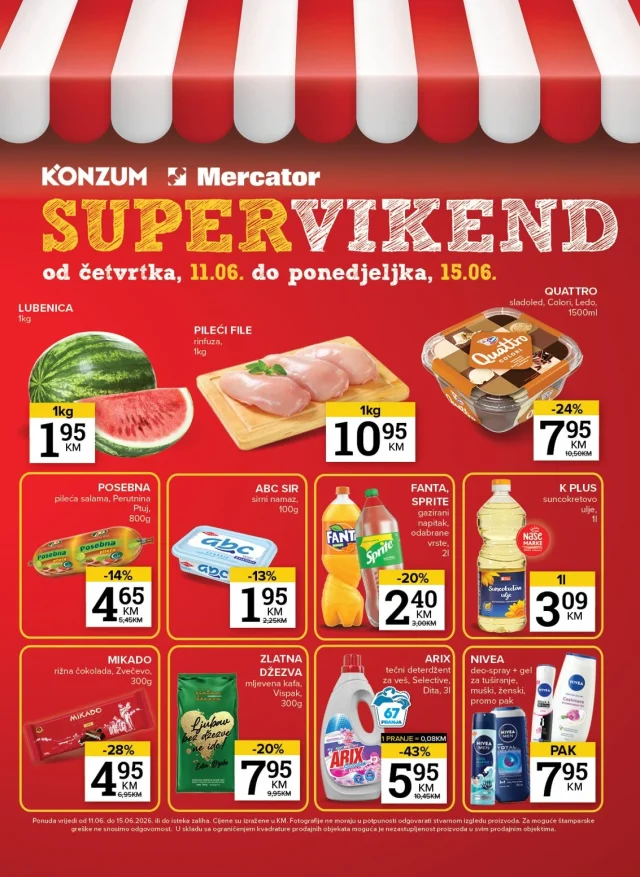 Konzum i Mercator: Super vikend (od 11.06. do 15.06.2026)