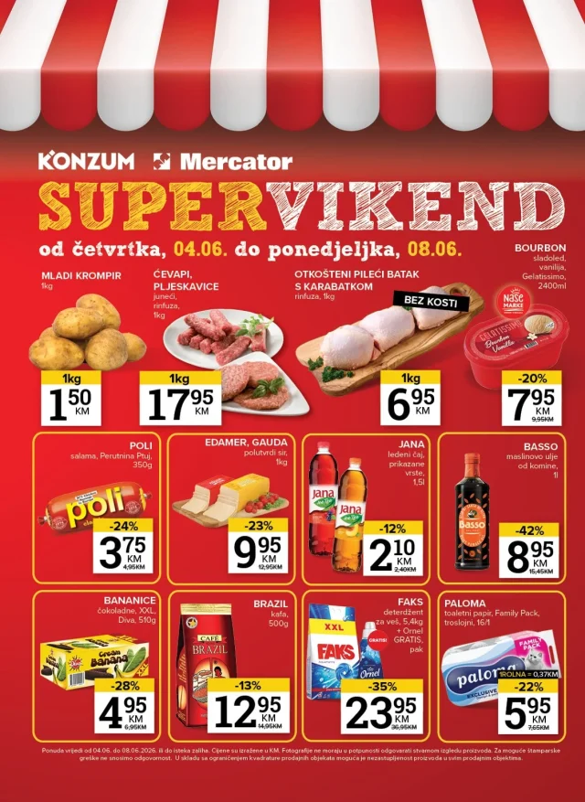 Konzum i Mercator: Super vikend (od 04.06. do 08.06.2026)