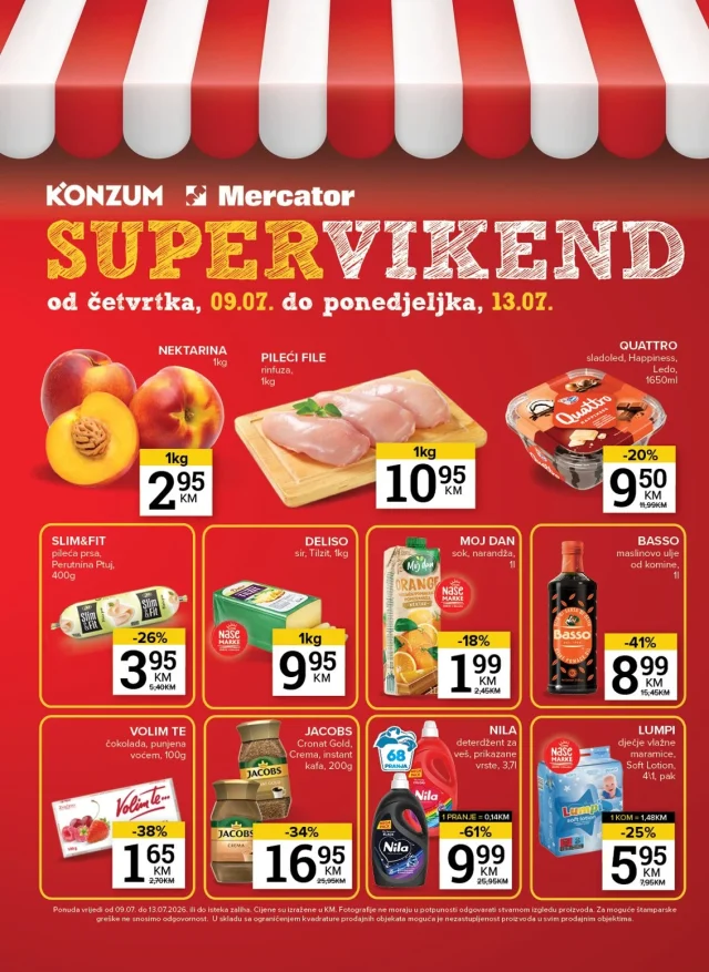 Konzum i Mercator: Super vikend (od 09.07. do 13.07.2026)