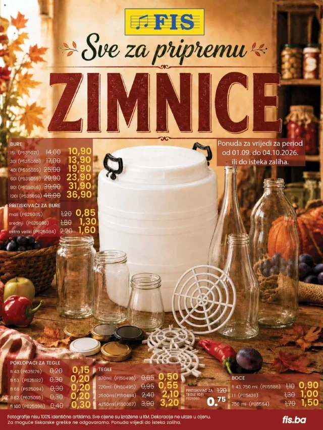 FIS: Sve za pripremu zimnice (od 01.09. do 04.10.2026)