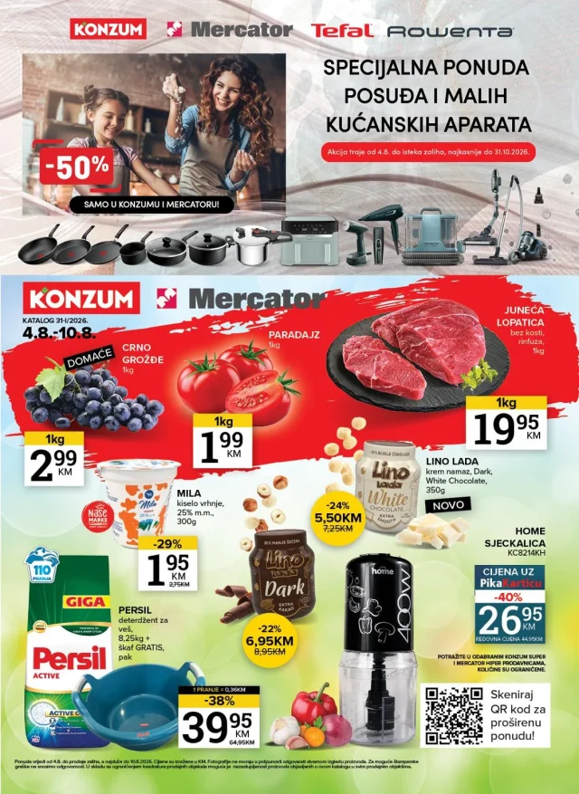 Konzum i Mercator: Katalog FBiH (od 04.08. do 10.08.2026)