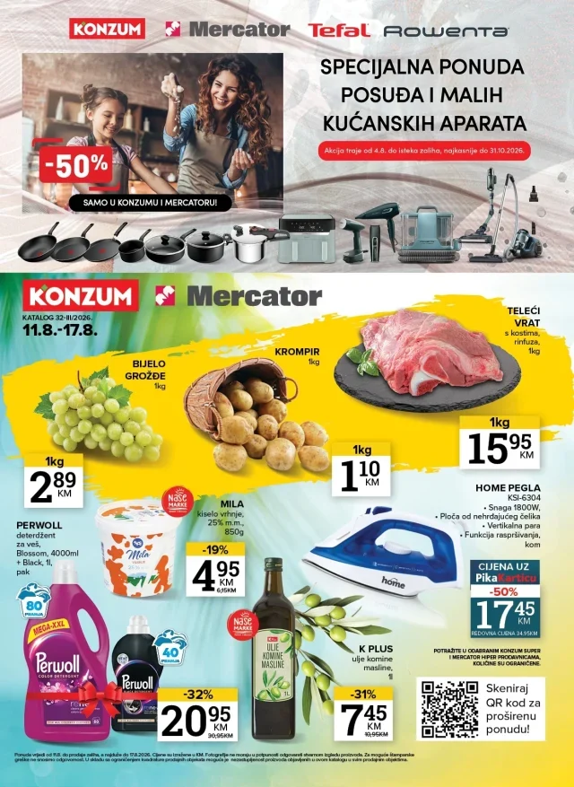 Konzum i Mercator: Katalog RS (od 11.08. do 17.08.2026)