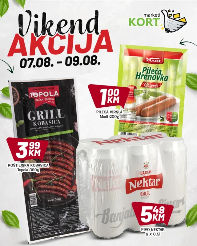 Kort: Vikend akcija (od 07.08. do 09.08.2026)