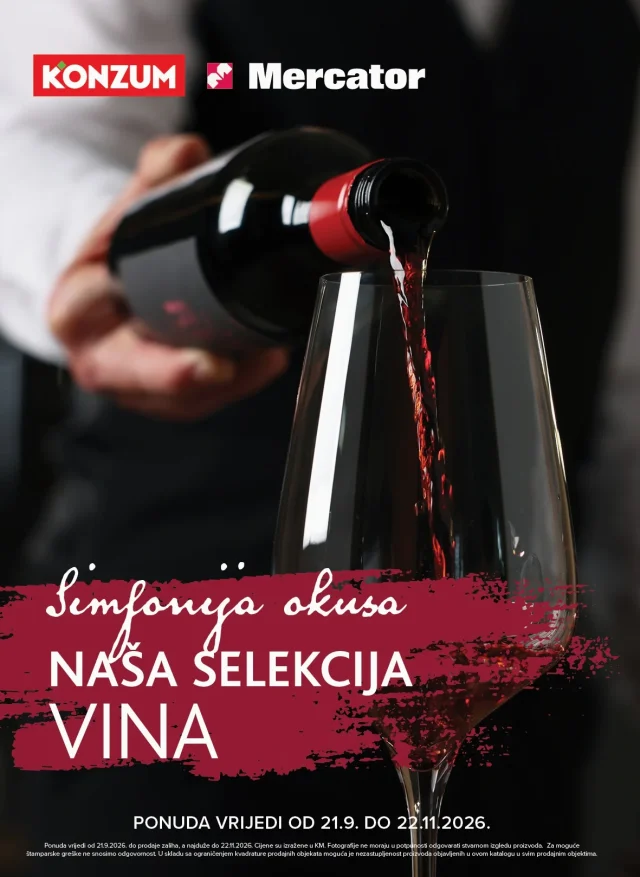 Konzum i Mercator: Naša selekcija vina (od 21.09. do 22.11.2026) - Slika 1 Konzum i Mercator: Naša selekcija vina (od 21.09. do 22.11.2026)