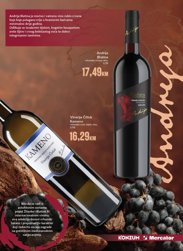 Konzum i Mercator: Naša selekcija vina (od 21.09. do 22.11.2026)