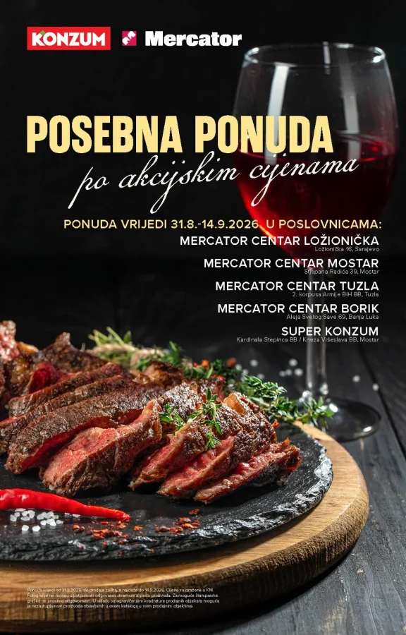 Konzum i Mercator: Posebna ponuda (od 31.08. do 14.09.2026)