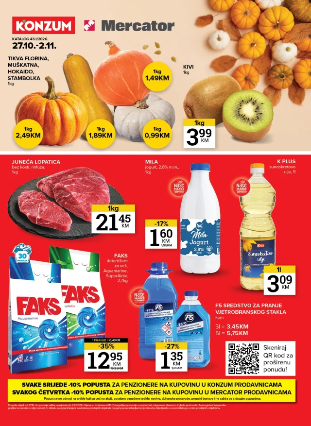 Konzum i Mercator: Katalog FBiH (od 27.10. do 02.11.2026)