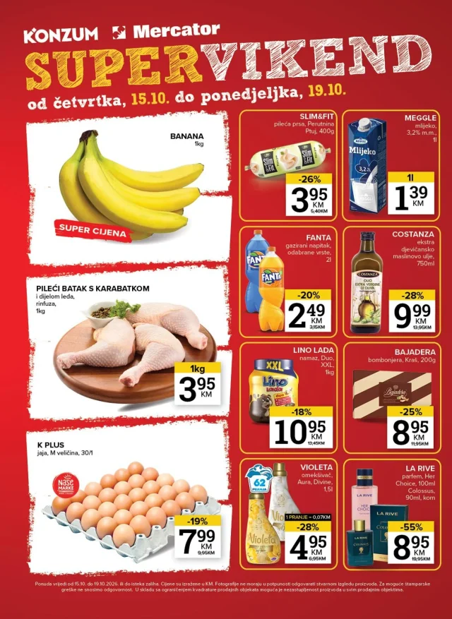 Konzum i Mercator: Supervikend (od 15.10. do 19.10.2026)