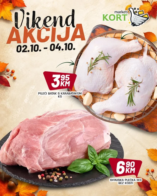 Kort marketi: Vikend akcija (od 02.10. do 04.10.2026)