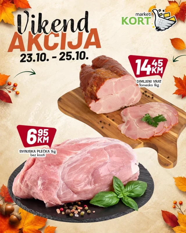 Kort: Vikend akcija (od 23.10. do 25.10.2026)