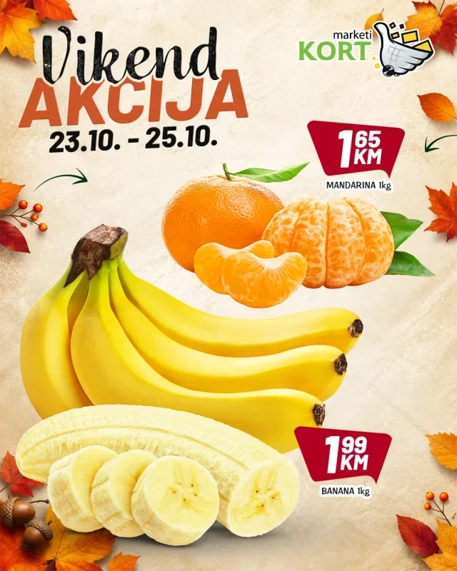Kort: Vikend akcija (od 23.10. do 25.10.2026)
