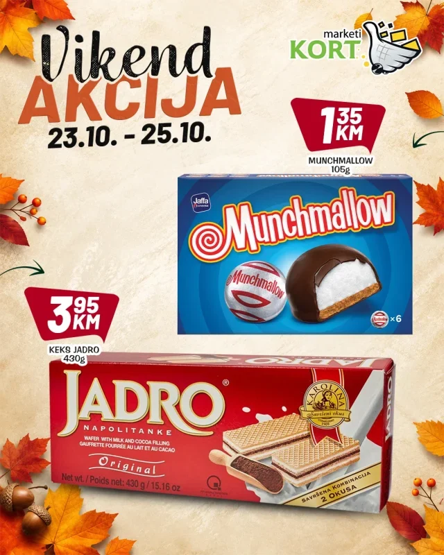Kort: Vikend akcija (od 23.10. do 25.10.2026)