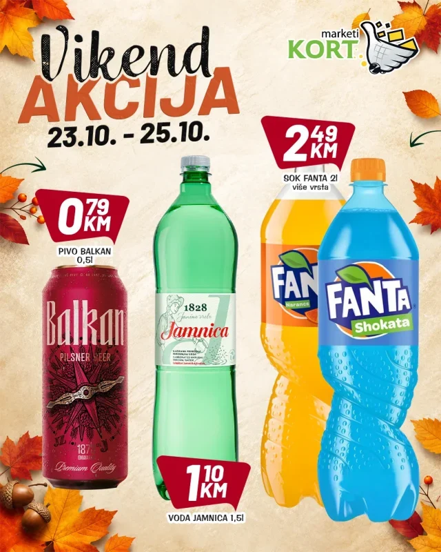 Kort: Vikend akcija (od 23.10. do 25.10.2026)