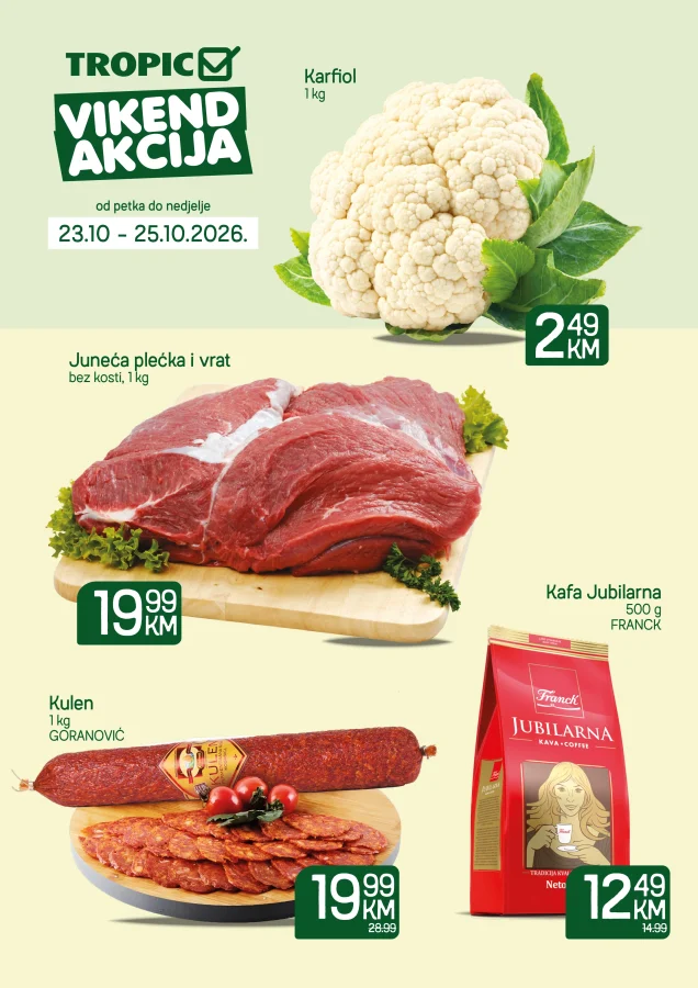 Tropic i Moj Market. Vikend akcija (od 23.10. do 25.10.2026)